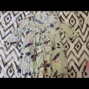 Long Billowy Light Green Blouse